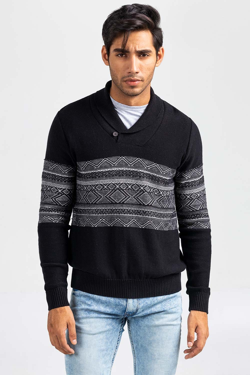 Black Grey Fashion Sweater FS-SWT-FD-380-01