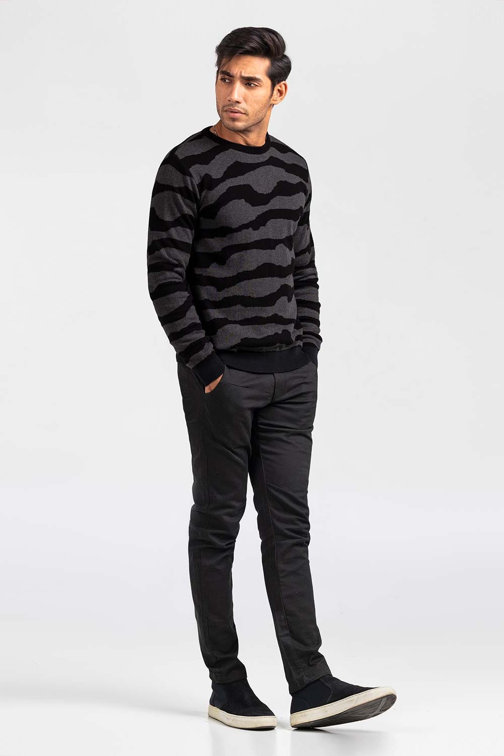 Black Grey Fashion Sweater FS-SWT-FD-389-01