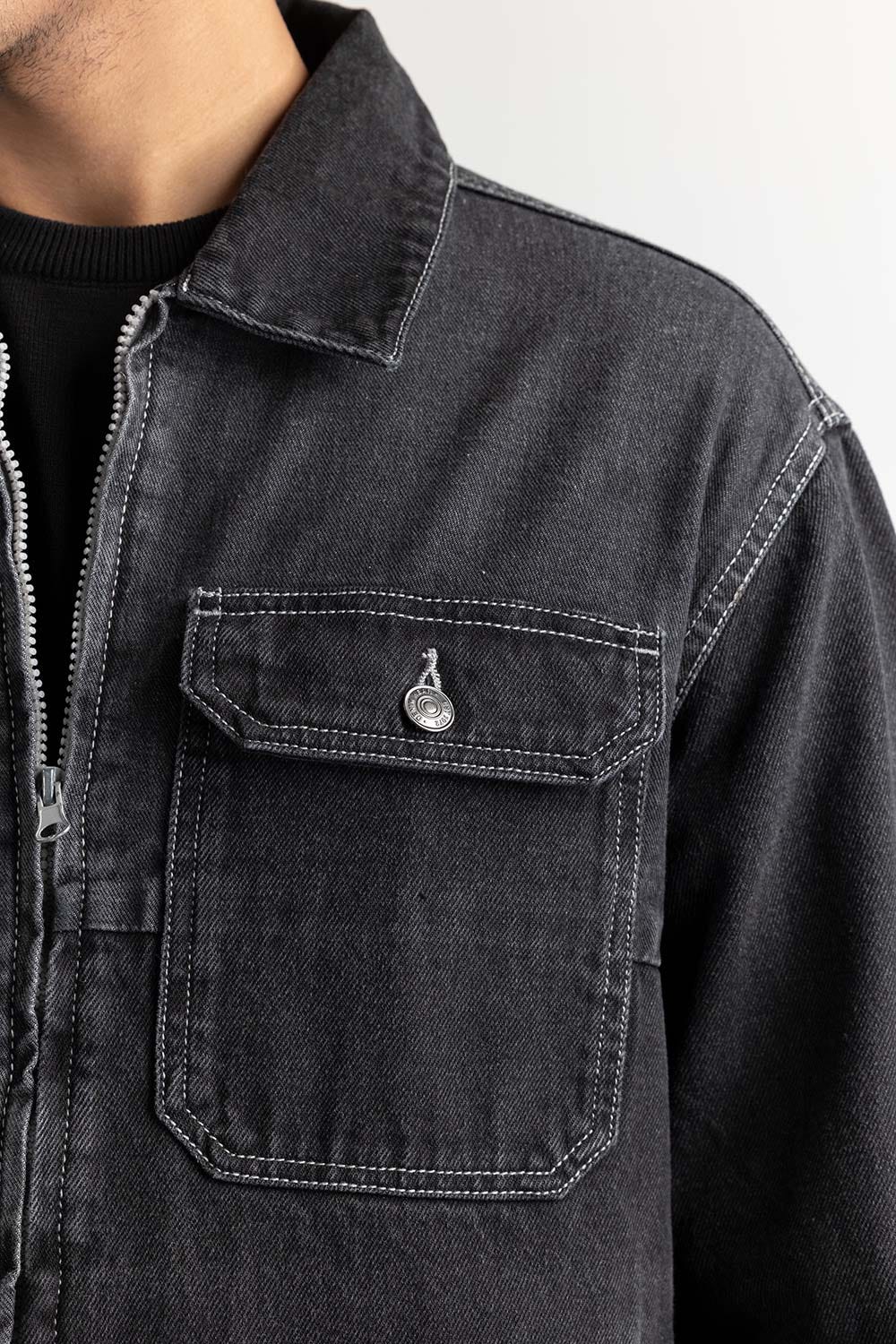 Black Denim Jacket 224-110-031