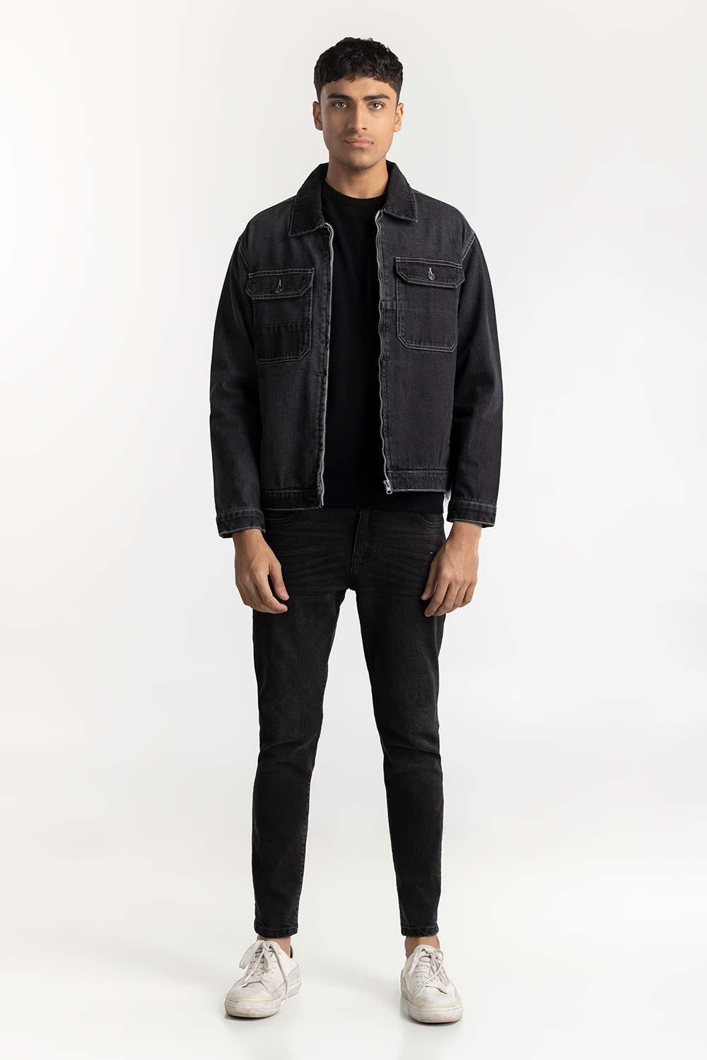 Black Denim Jacket 224-110-031