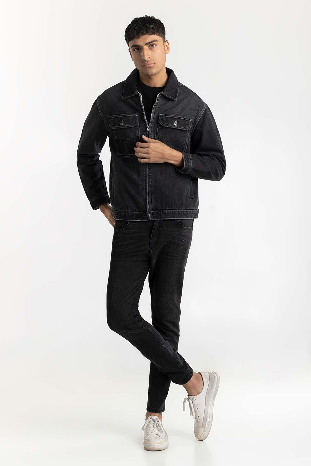 Black Denim Jacket 224-110-031