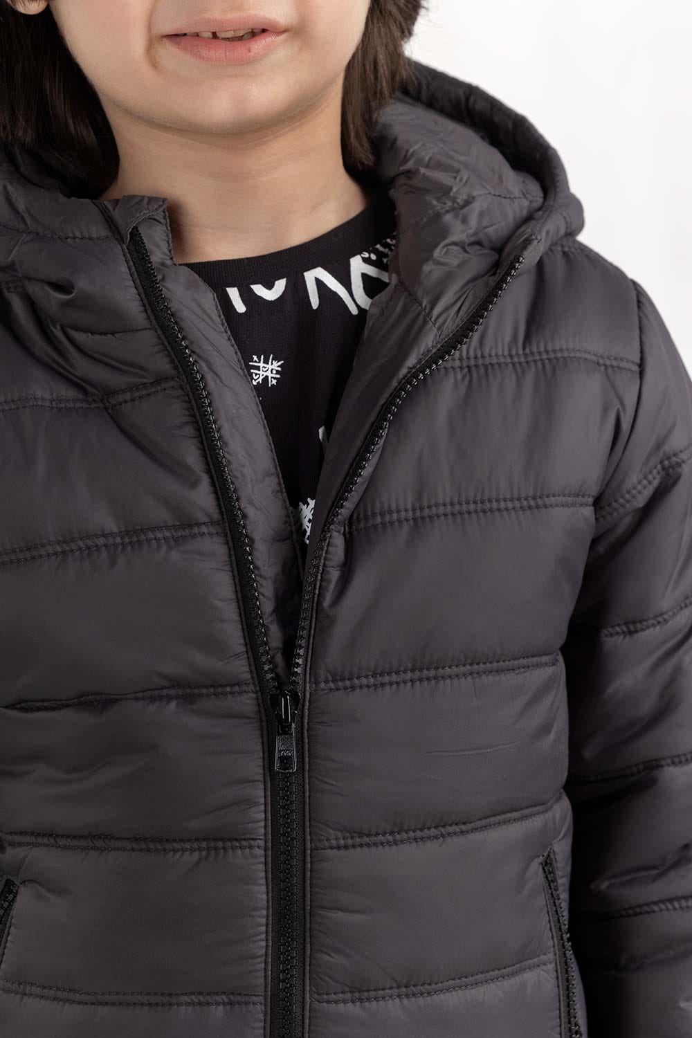 Junior Boy Black Hooded Jacket 224-310-007