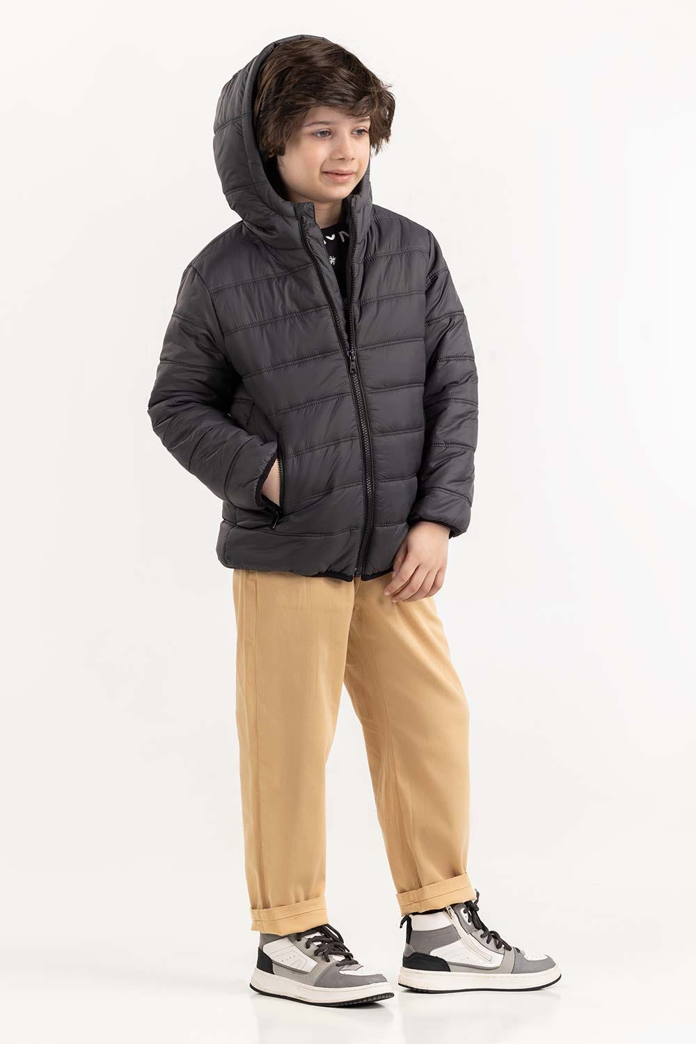 Junior Boy Black Hooded Jacket 224-310-007