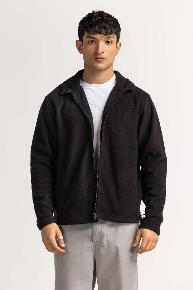 Black Hooded Zipper MN-HDZ-WS23-015