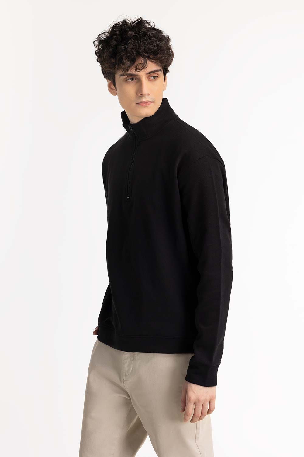Black Half Zip Sweatshirt  224-112-010