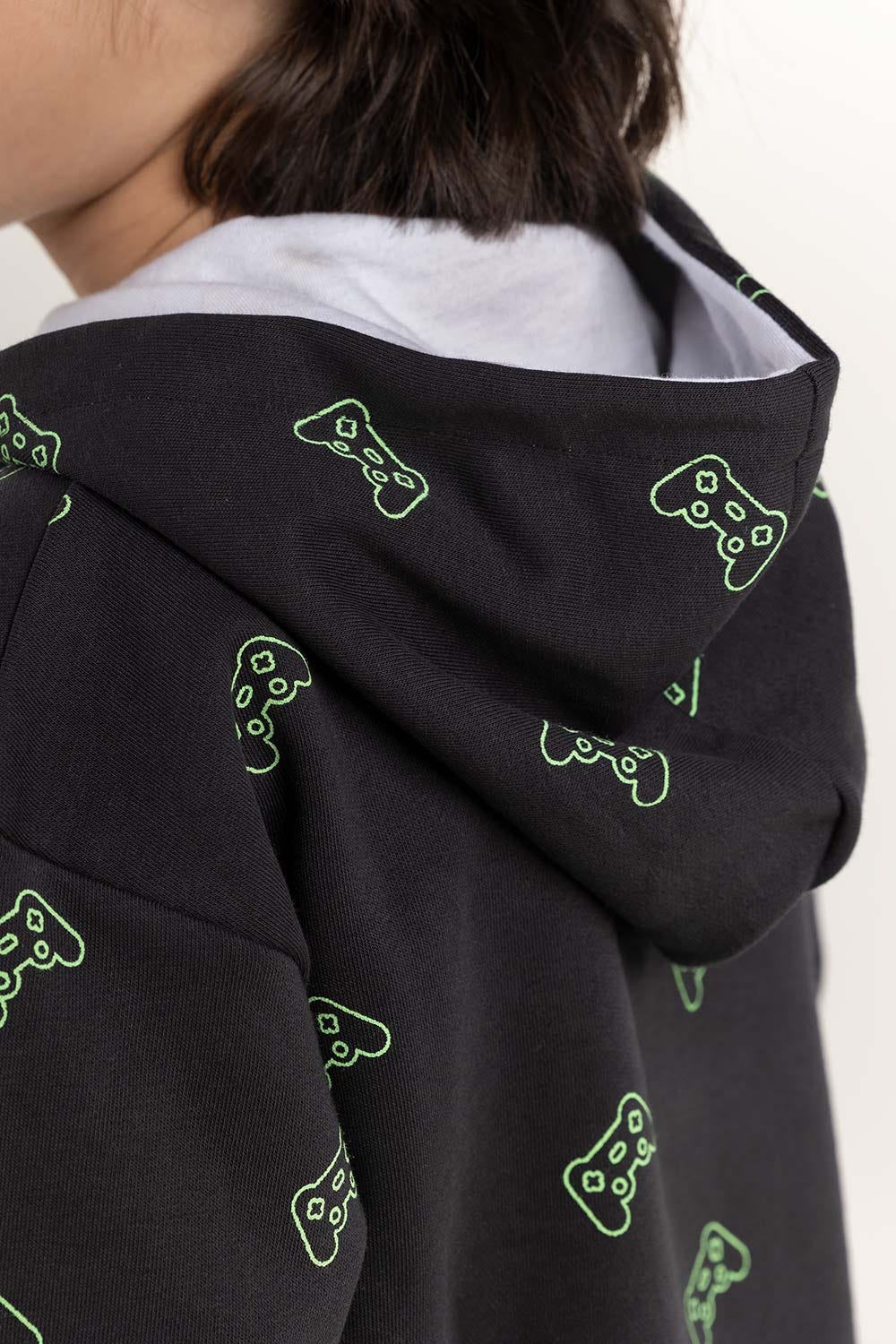 Junior Boy Black Hoodie 224-312-046