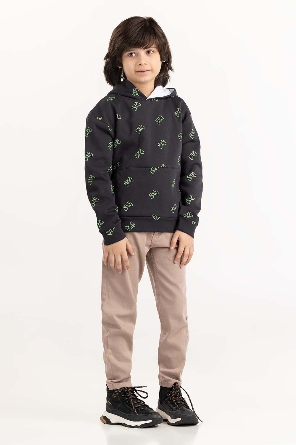 Junior Boy Black Hoodie 224-312-046