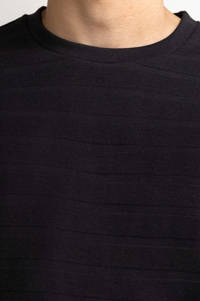 Black Jacquard Tee TS-CNJQ24-093