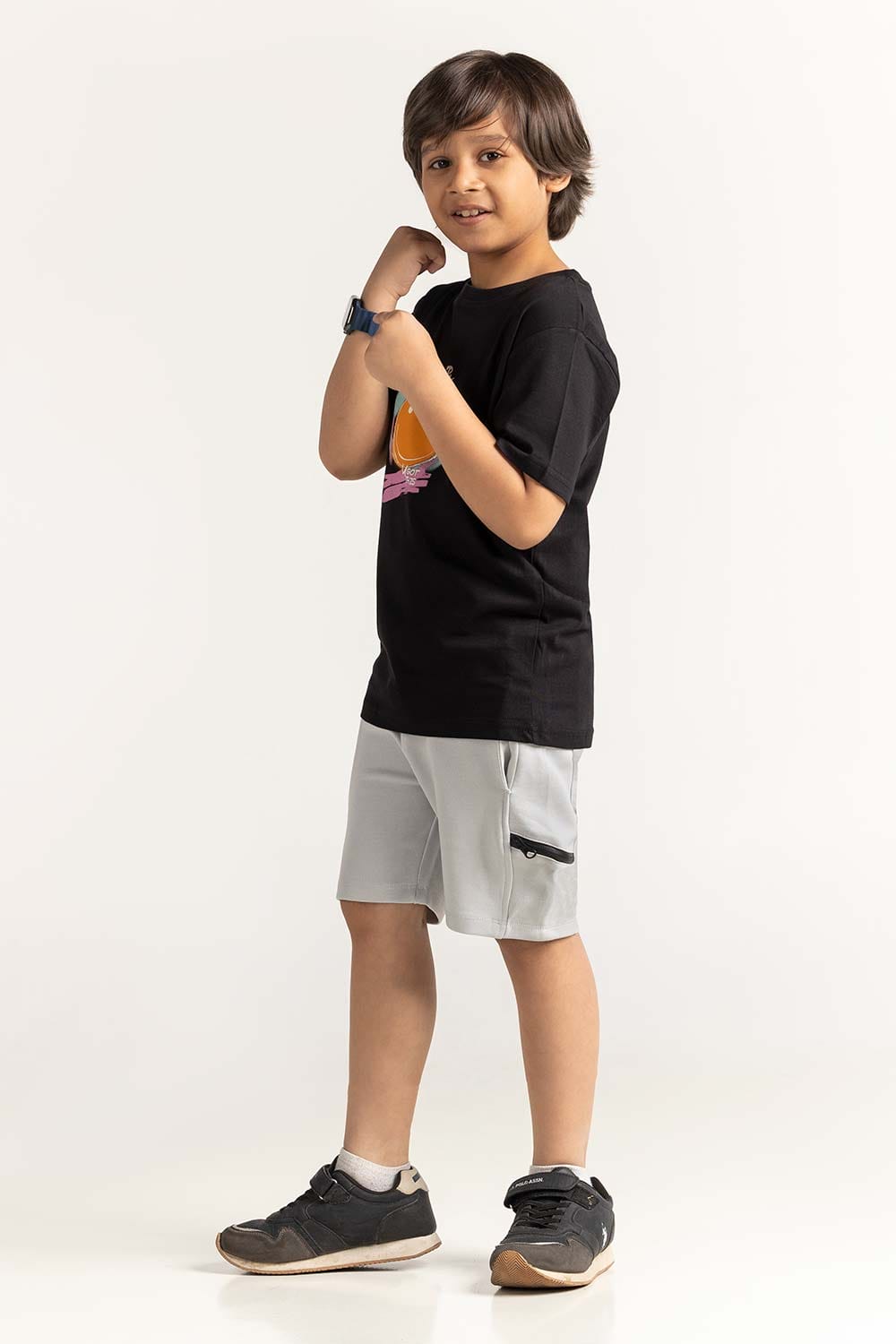 Black Junior Boy Knit Printed Tee JB-TS-SS24-031