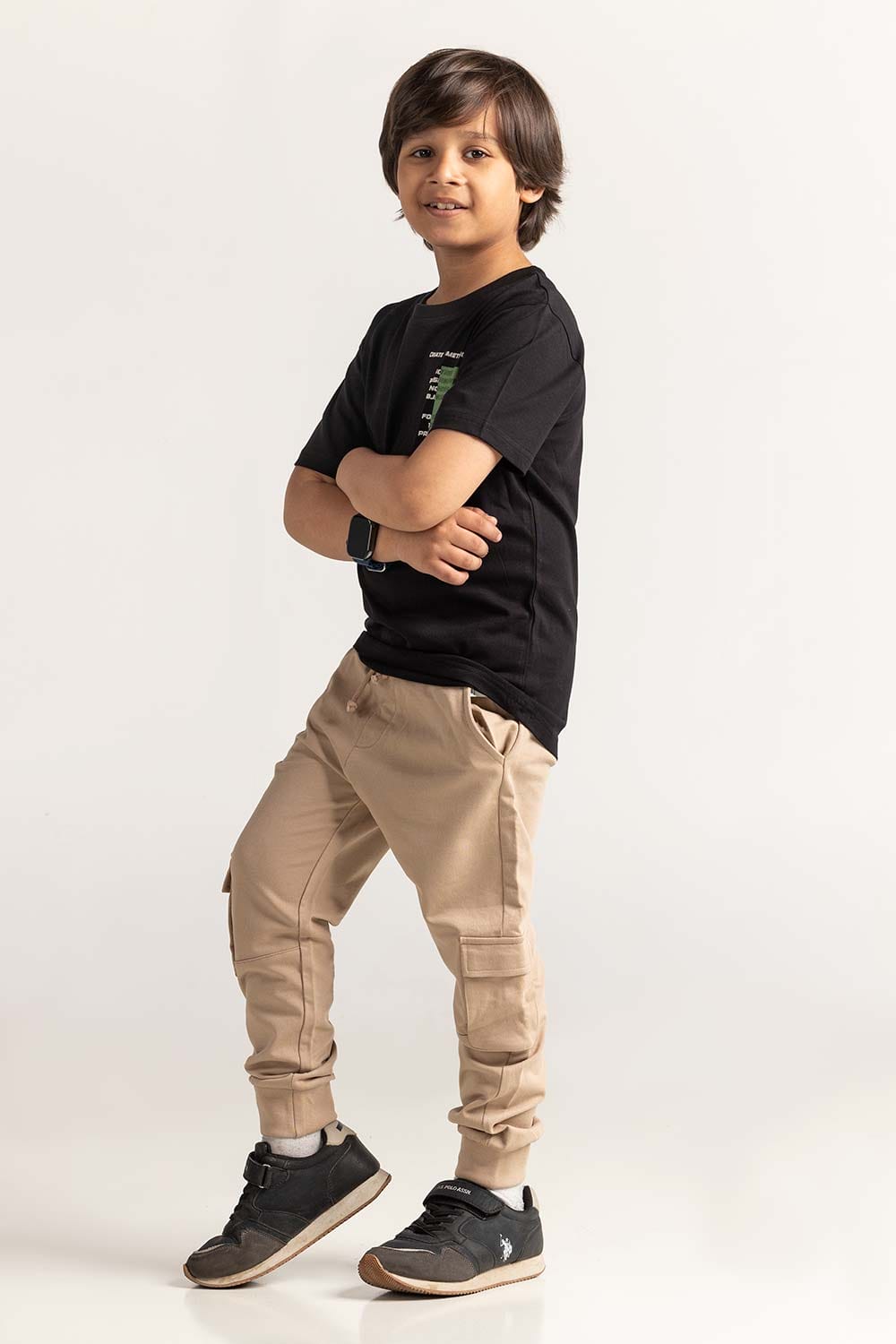 Black Junior Boy Knit Printed Tee JB-TS-SS24-054