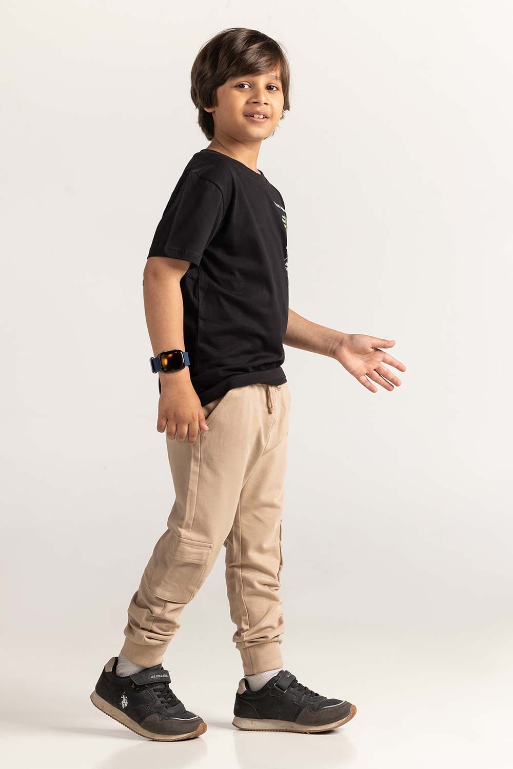 Black Junior Boy Knit Printed Tee JB-TS-SS24-054