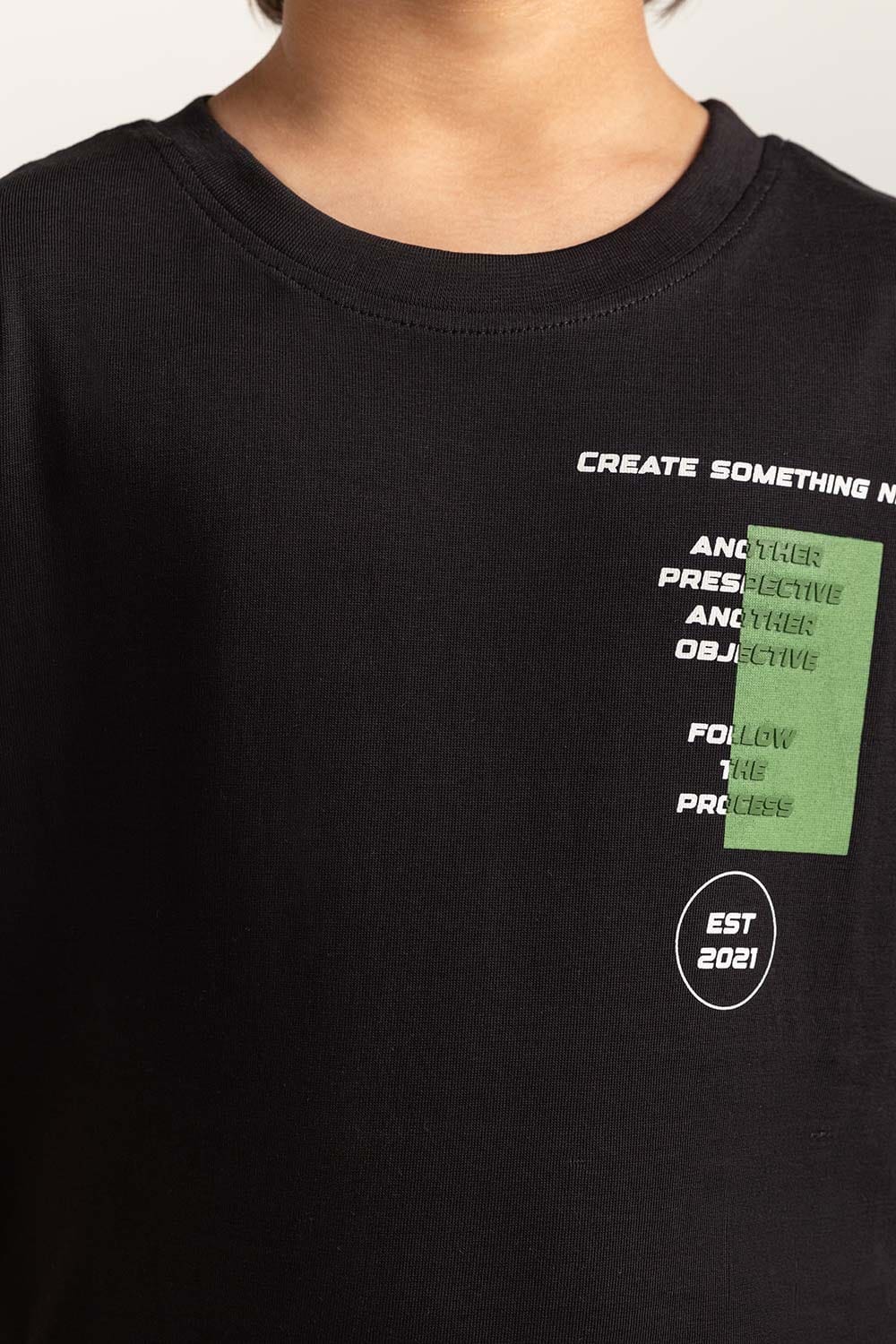 Black Junior Boy Knit Printed Tee JB-TS-SS24-054