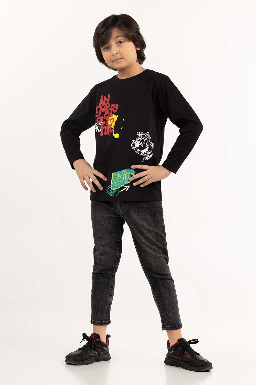 Junior Boy Black T-Shirt 224-313-024