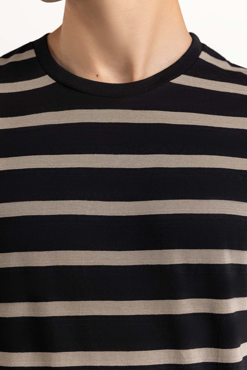 Black Khaki Striped Tee TS-CNSJ23-066