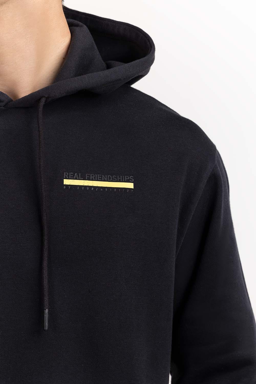 Black Knit Regular Hoodie 224-112-048