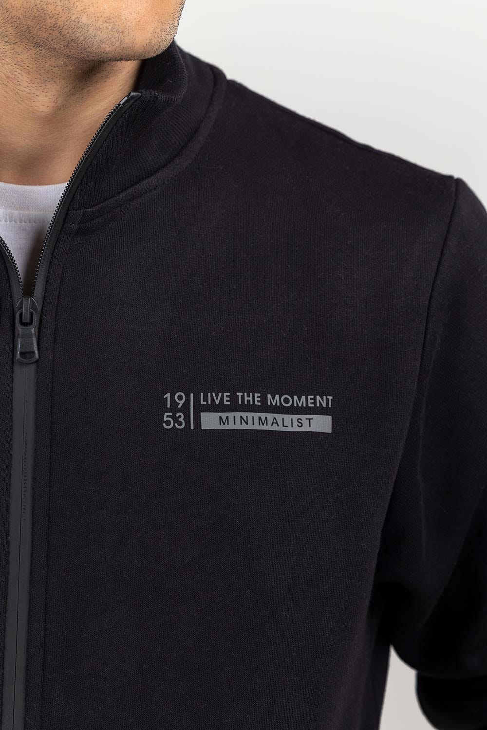 Black Knitted Mock Neck Zipper JKT-KNTMNZ22-057