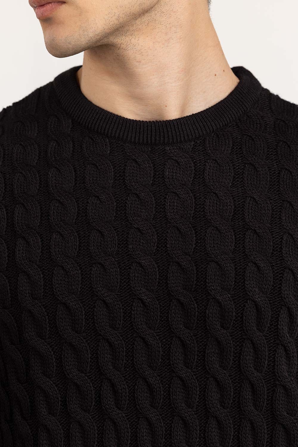 Black Knitted Regular Sweater 224-111-022