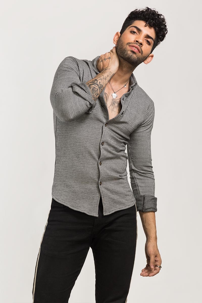 Black Casual Shirt FS-CS-KNIT-D03