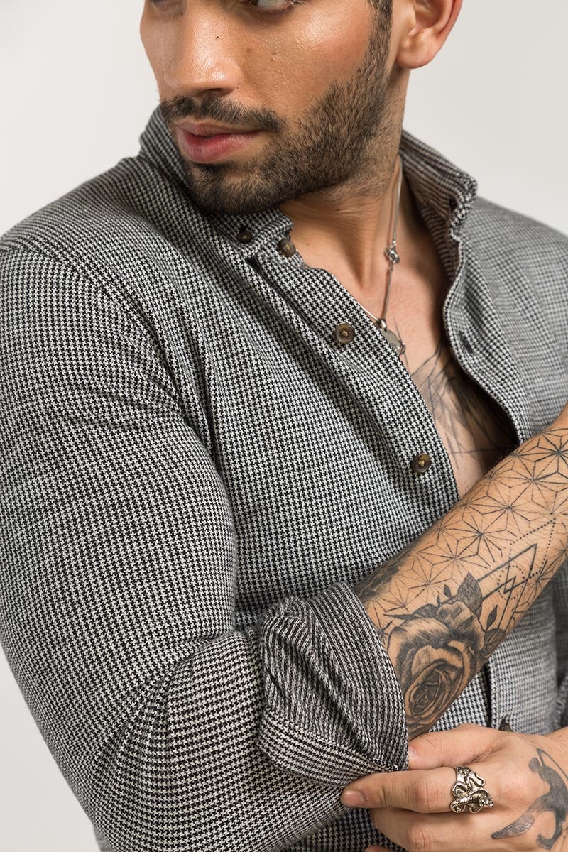 Black Casual Shirt FS-CS-KNIT-D03