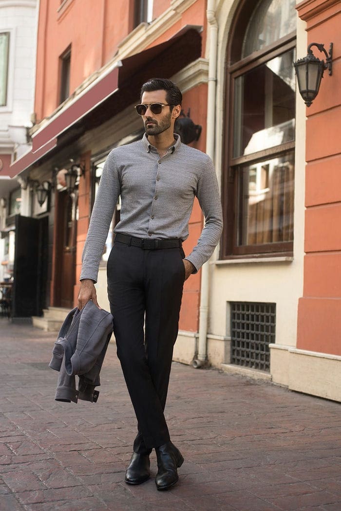 Black Casual Shirt FS-CS-KNIT-D03