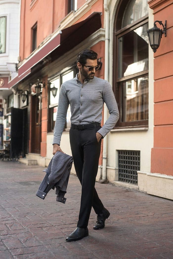 Black Casual Shirt FS-CS-KNIT-D03