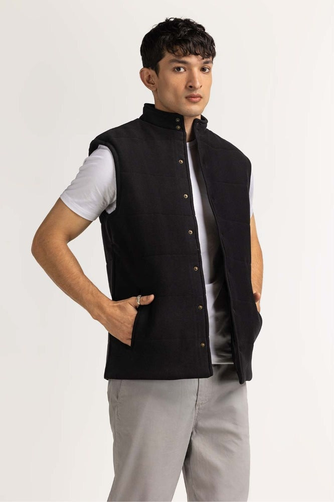 Black Knitted Vest MN-KNV-WS23-004