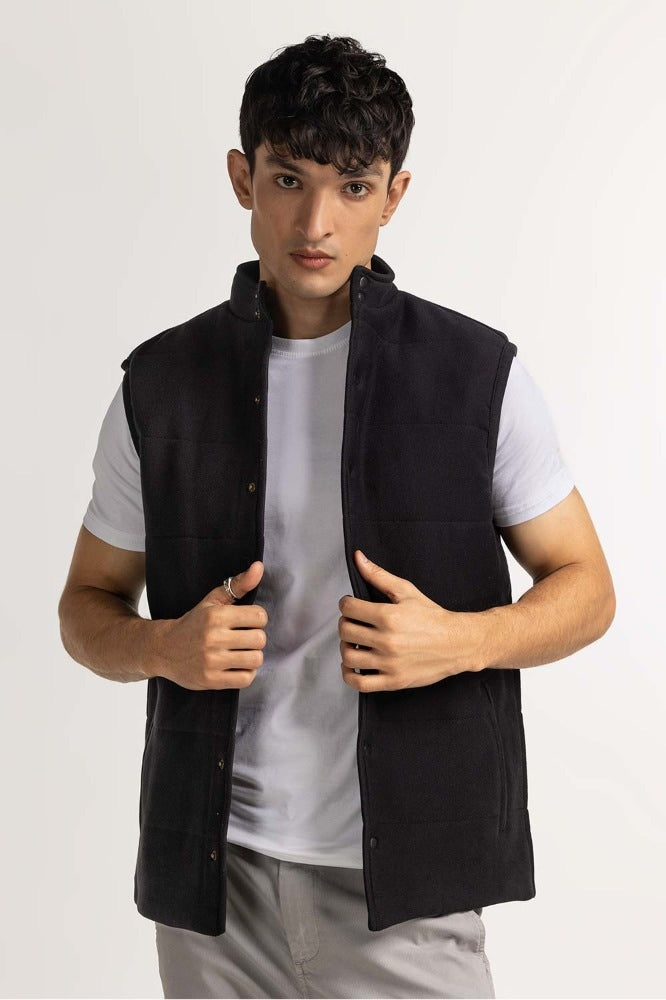 Black Knitted Vest MN-KNV-WS23-004