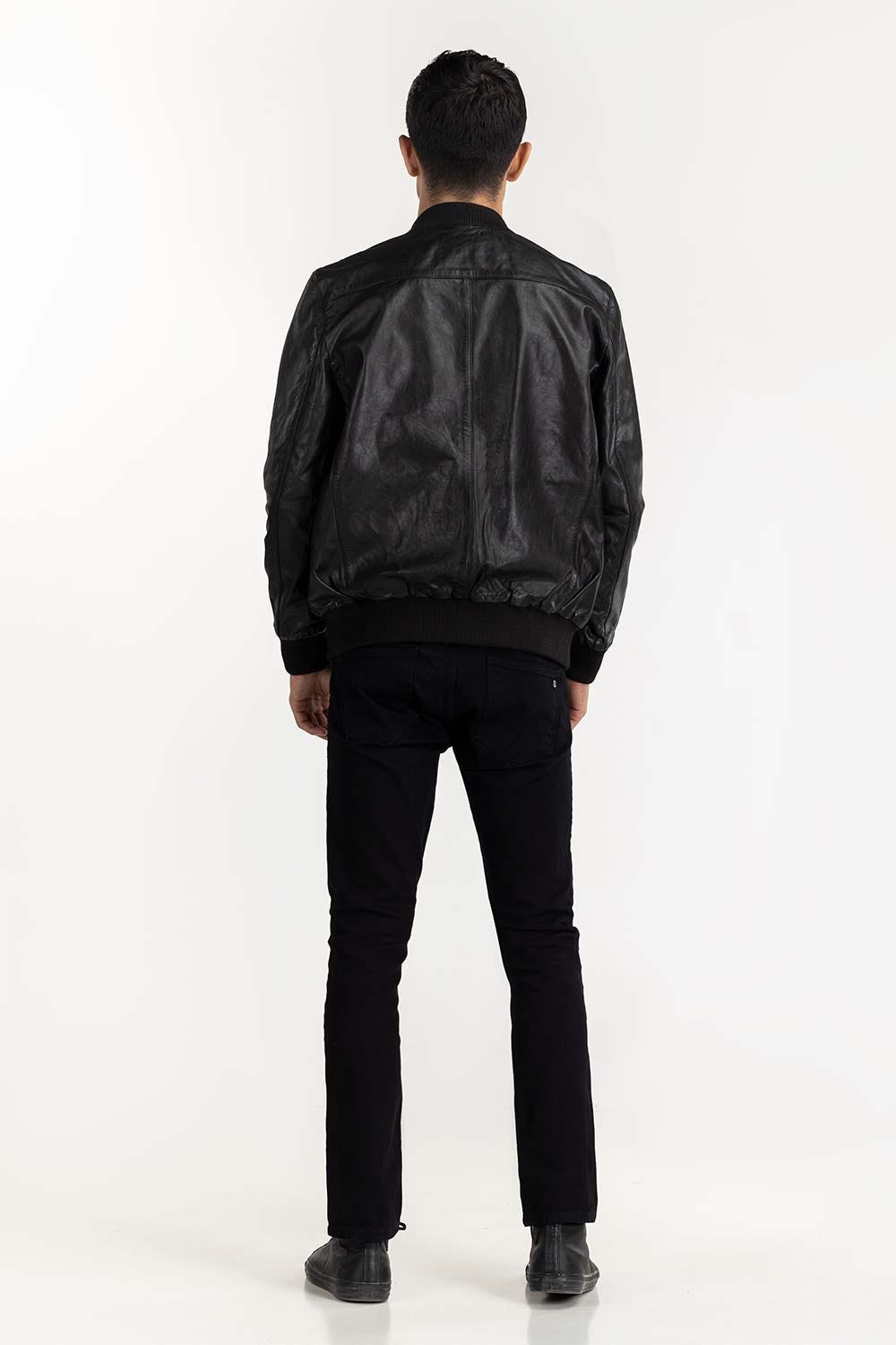 Black Leather Flight Jacket JKT-LTH22-040