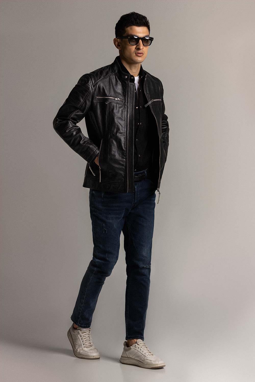 Black Leather Jacket JKT-LETH-D45-01