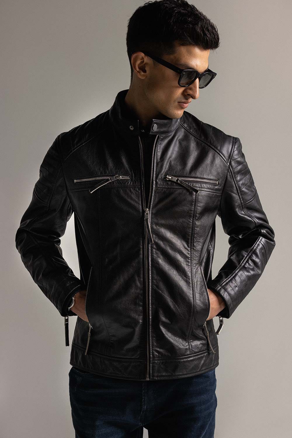 Black Leather Jacket JKT-LETH-D45-01