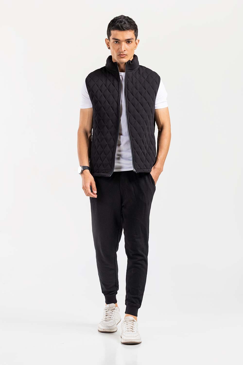Black Mock Neck Vest Jacket JKT-MNV-D26-04