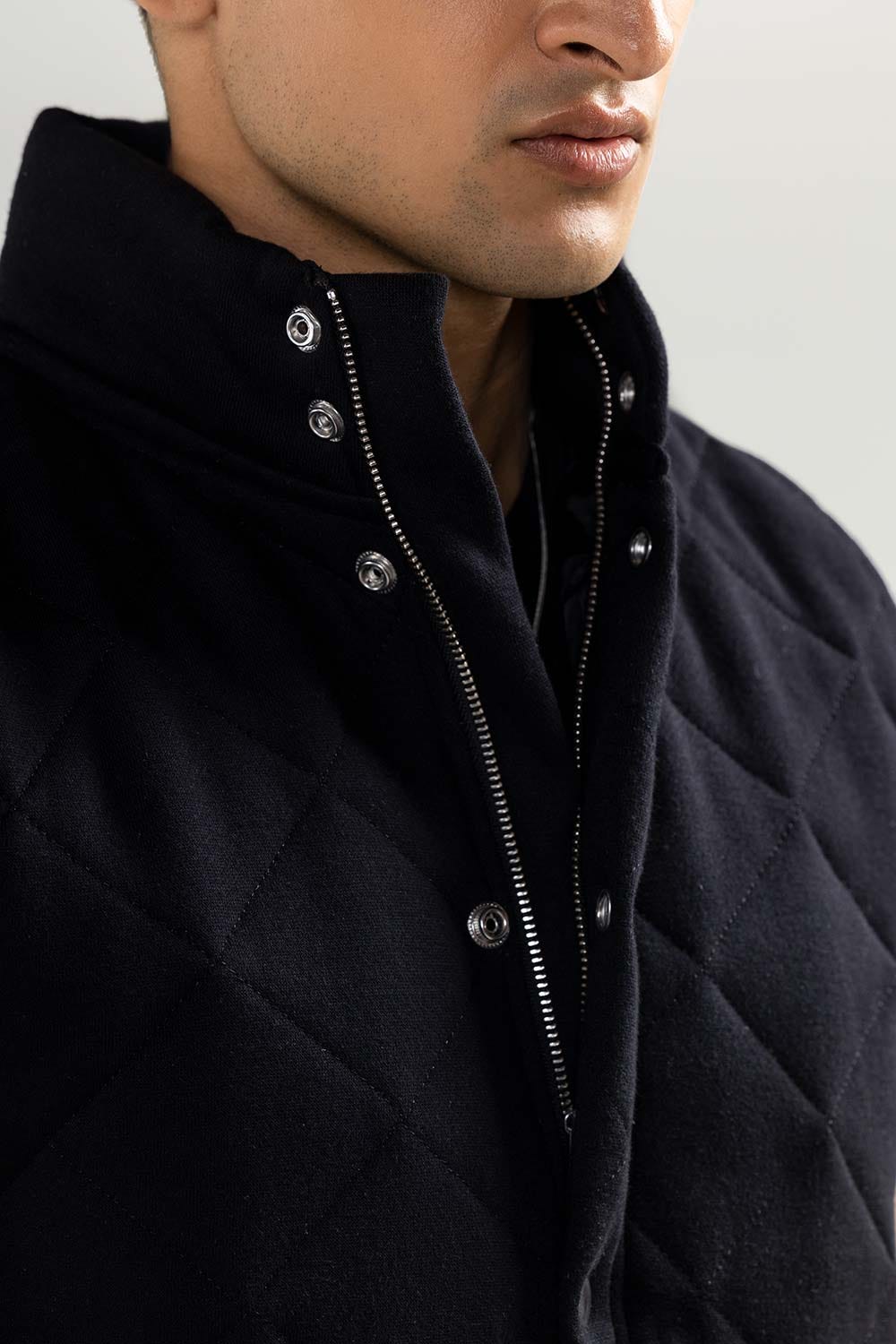 Black Mock Neck Vest Jacket JKT-MNV-D27-03