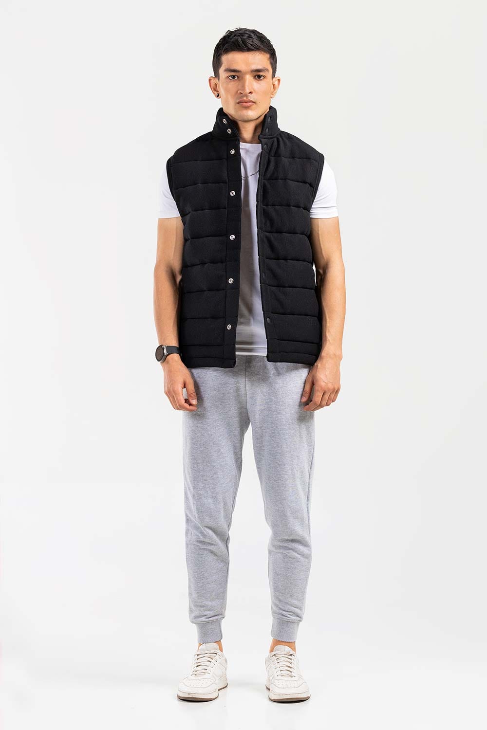 Black Mock Neck Vest Jacket JKT-MNV-D28-04