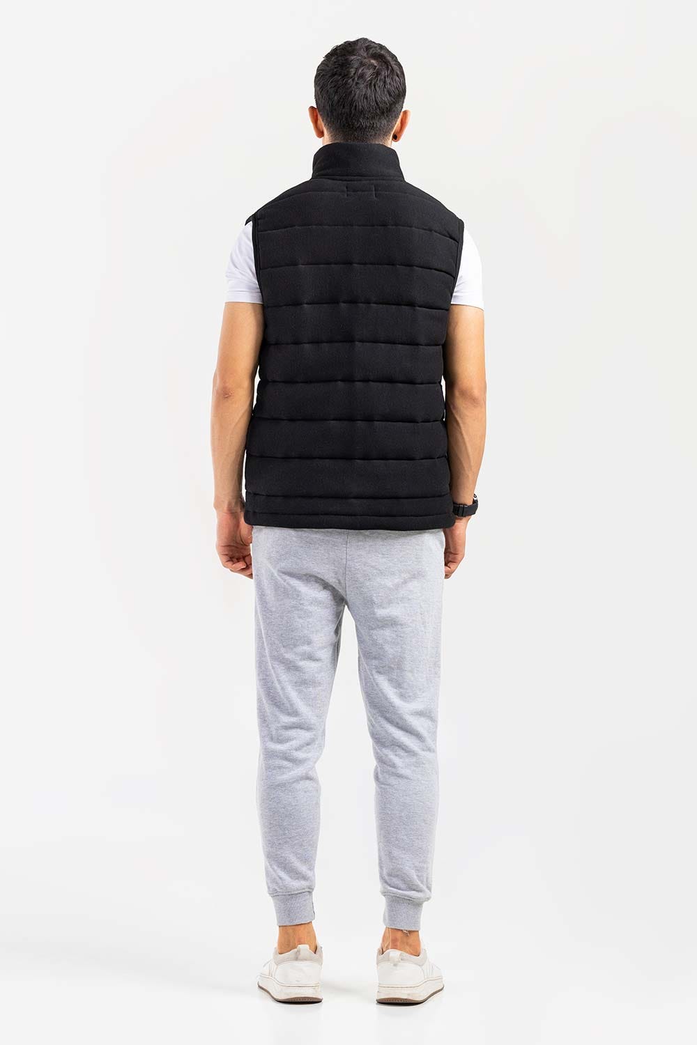 Black Mock Neck Vest Jacket JKT-MNV-D28-04