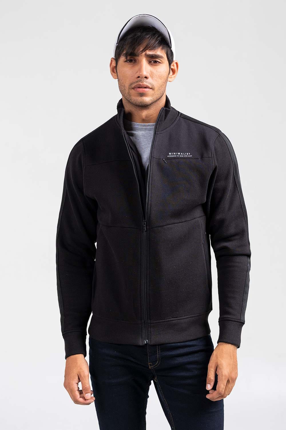 Black Mock Neck Zipper Jacket JKT-MNZ-76-01