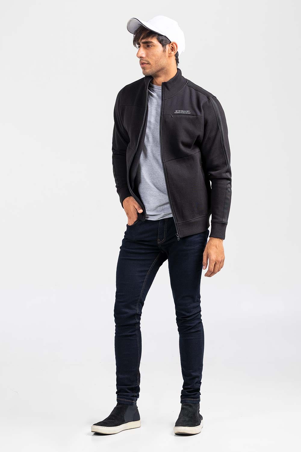 Black Mock Neck Zipper Jacket JKT-MNZ-76-01