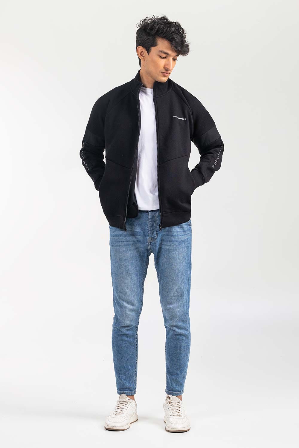 Black Mock Neck Zipper Jacket JKT-MNZ-77-03