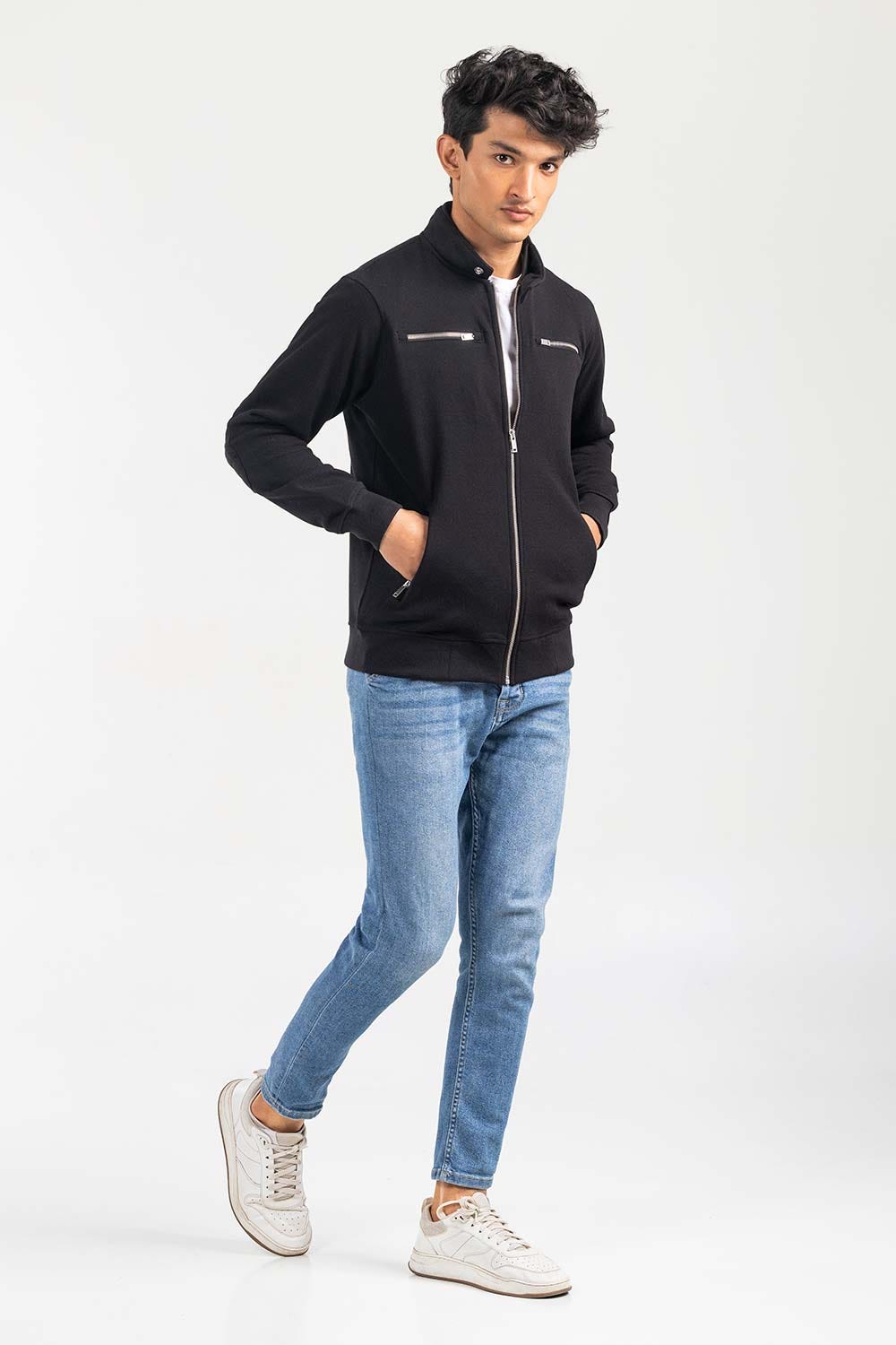 Black Mock Neck Zipper Jacket JKT-MNZ-78-01