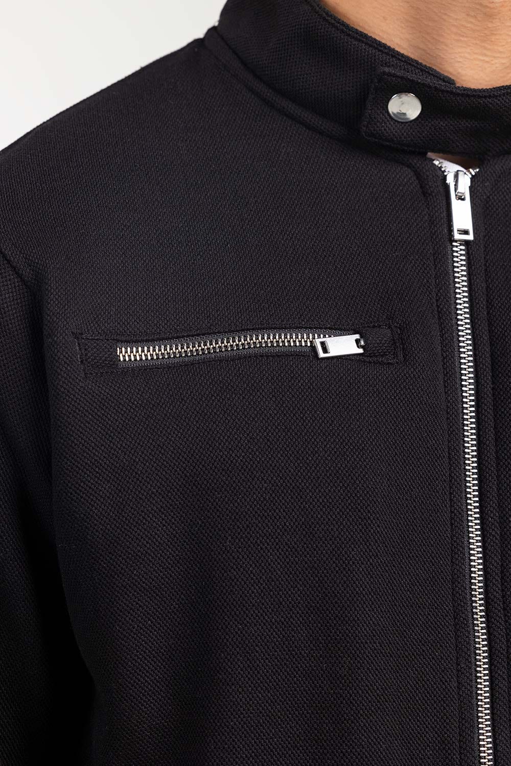 Black Mock Neck Zipper Jacket JKT-MNZ-78-01