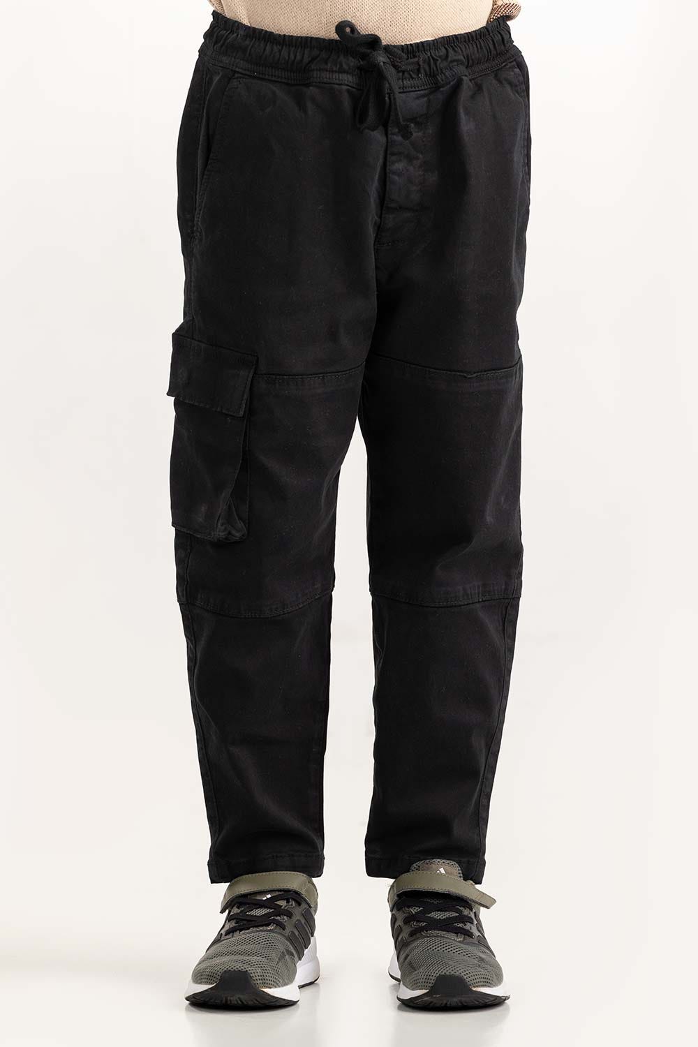 Junior Boy Black Non Denim Cargo Pant 224-320-303