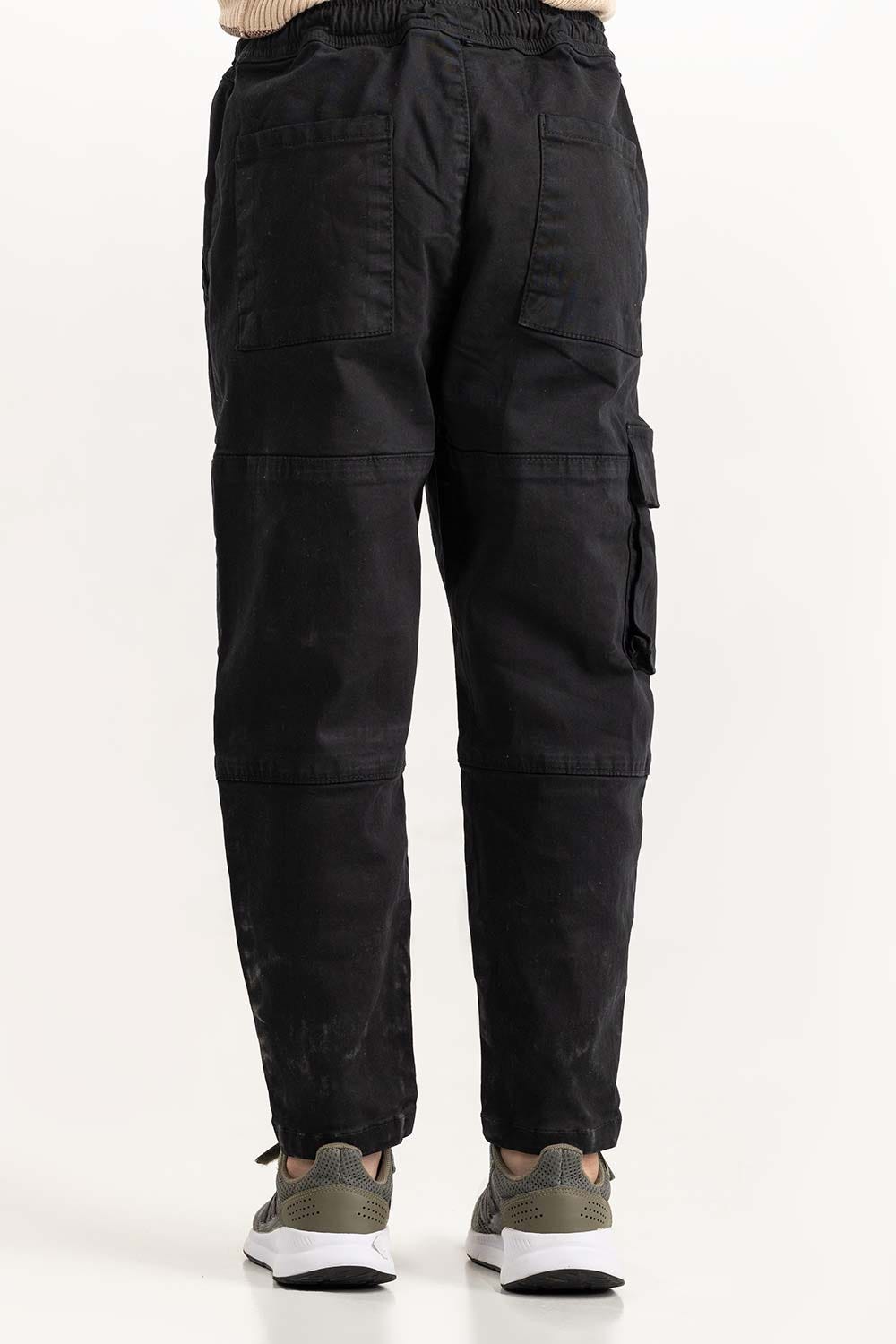 Junior Boy Black Non Denim Cargo Pant 224-320-303
