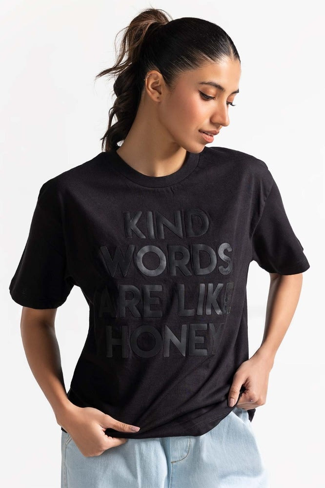 Black Printed Knit Top WM-KTP-SS24-021