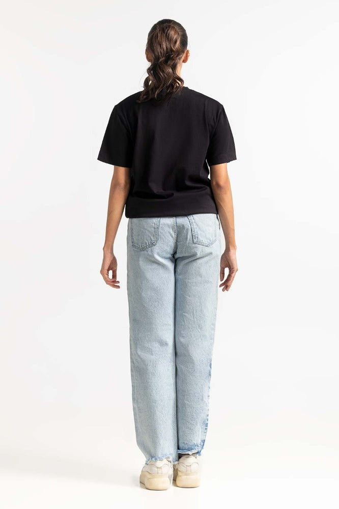 Black Printed Knit Top WM-KTP-SS24-030