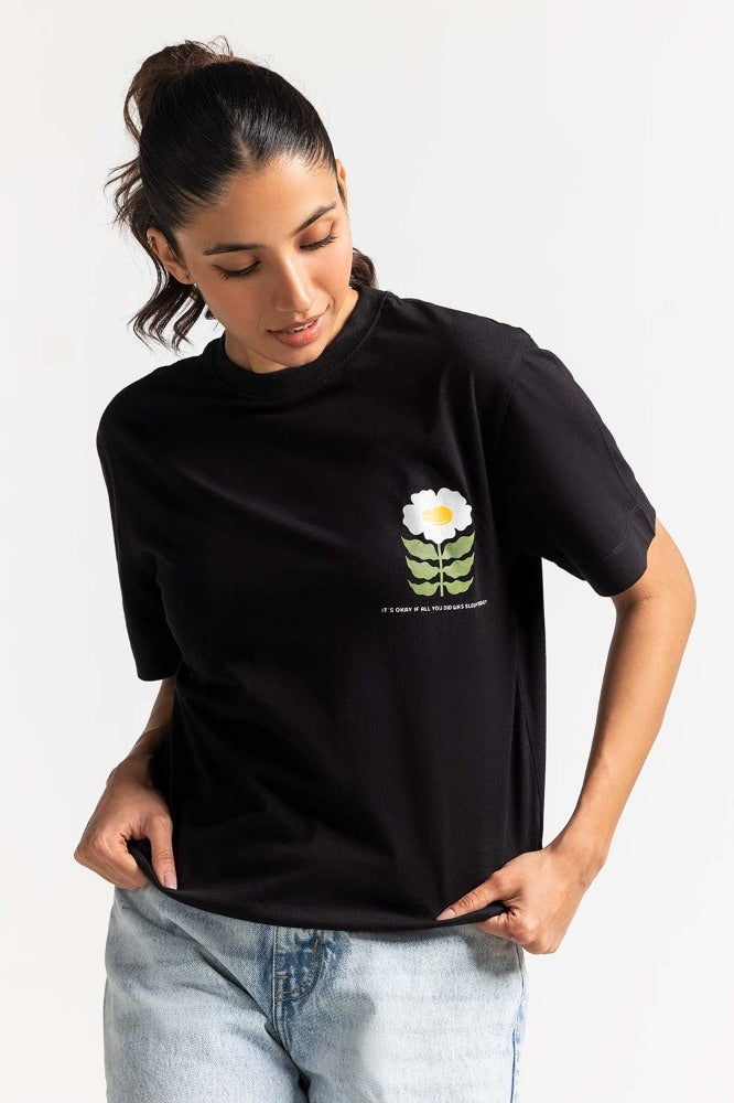 Black Printed Knit Top WM-KTP-SS24-030