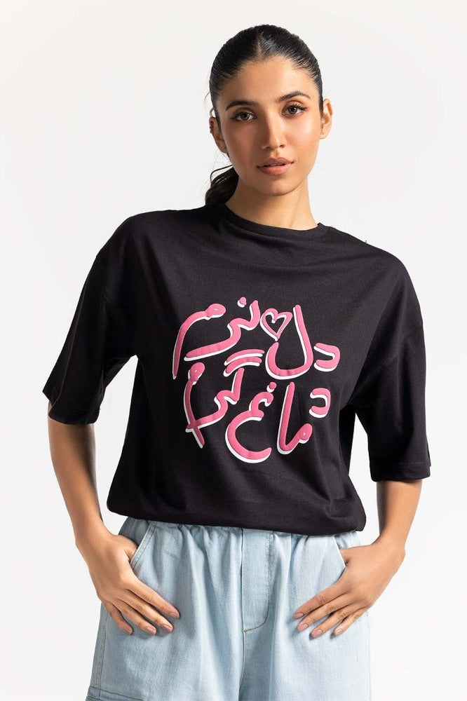 Black Printed Knit Top WM-KTP-SS24-031