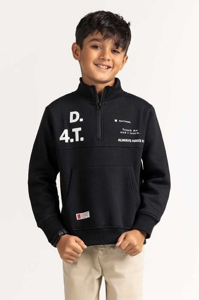 Black Printed Knitted Jacket 224-312-013