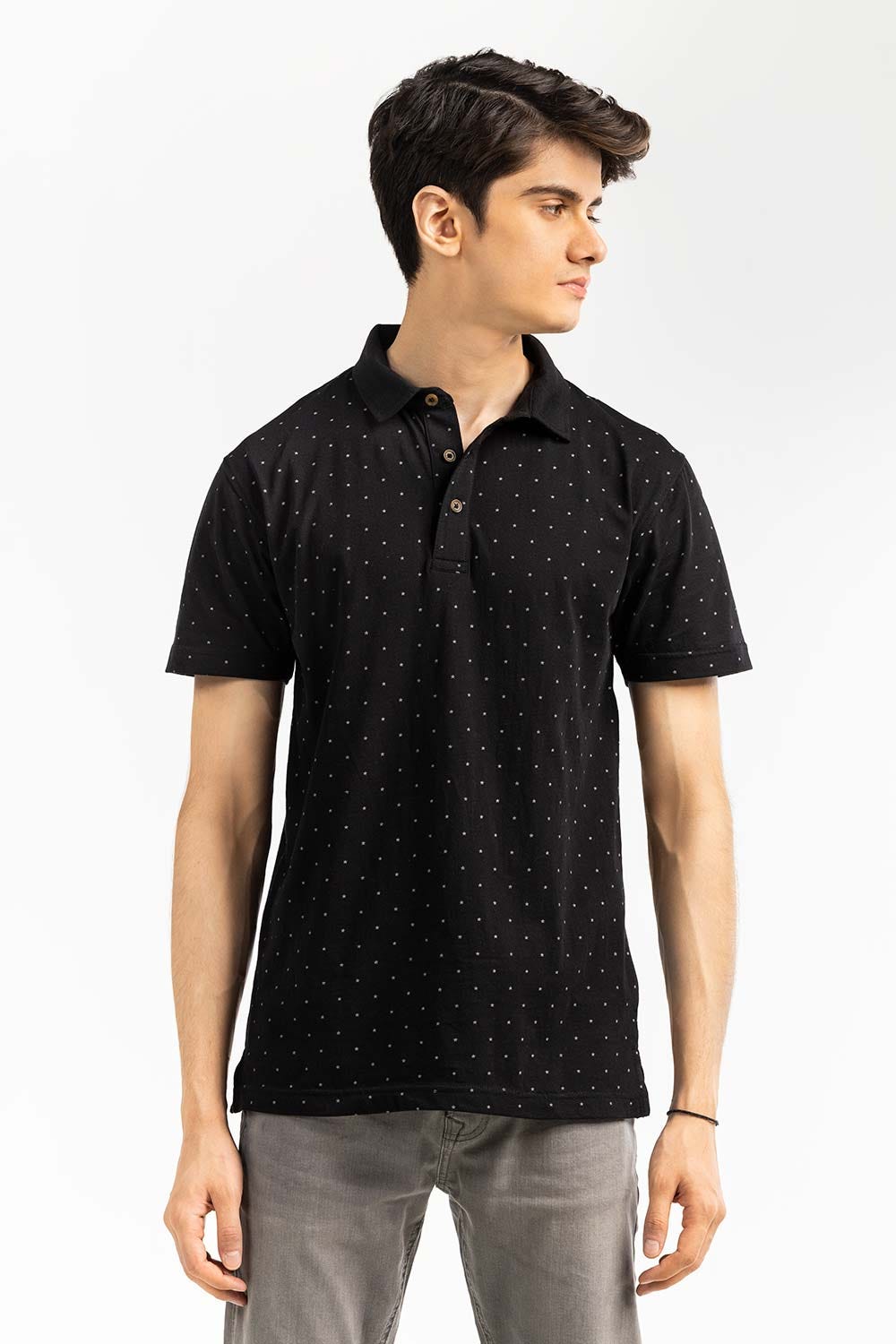 Black Printed Polo SJP-PRINT-D04