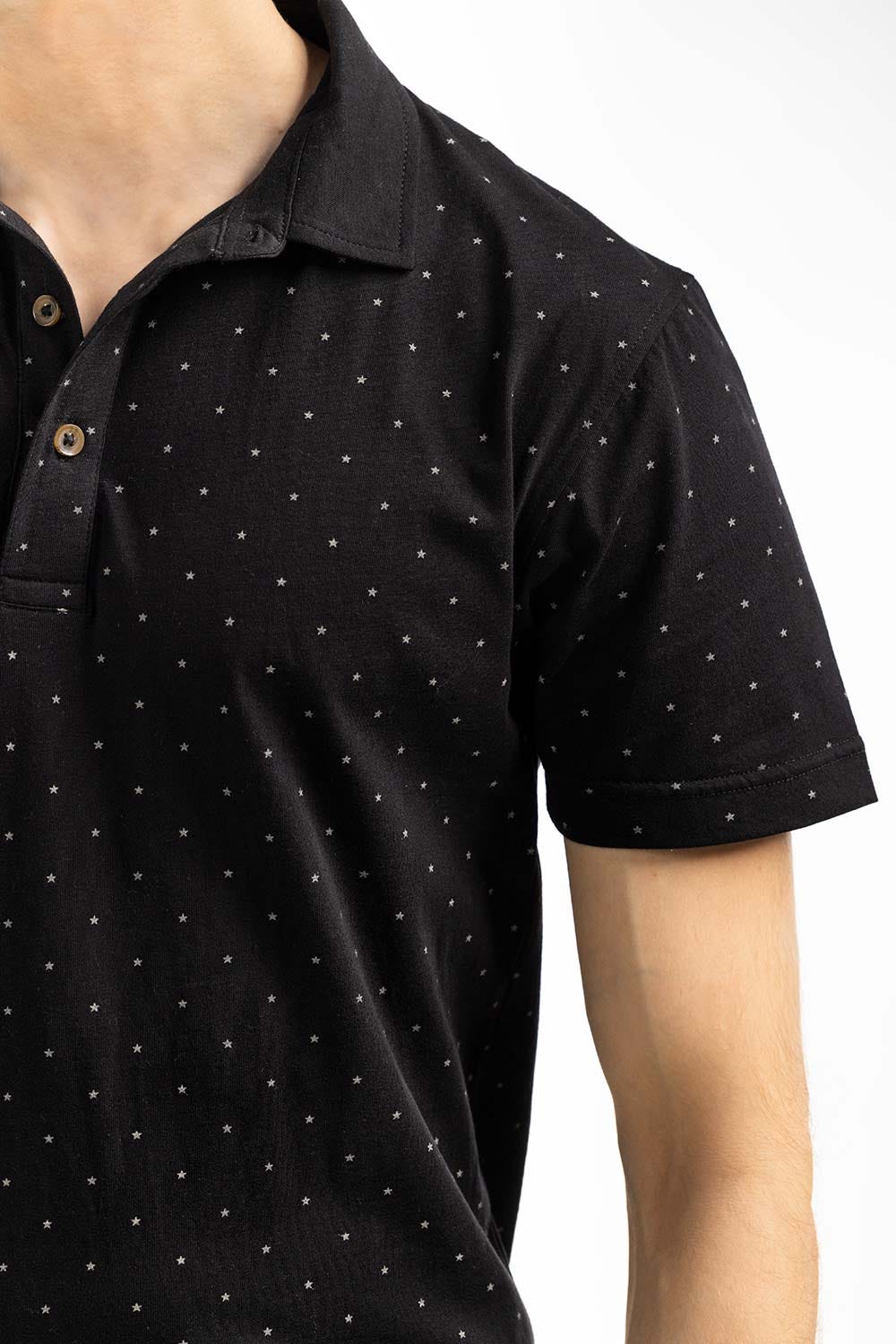 Black Printed Polo SJP-PRINT-D04