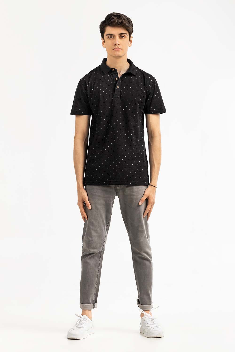 Black Printed Polo SJP-PRINT-D04