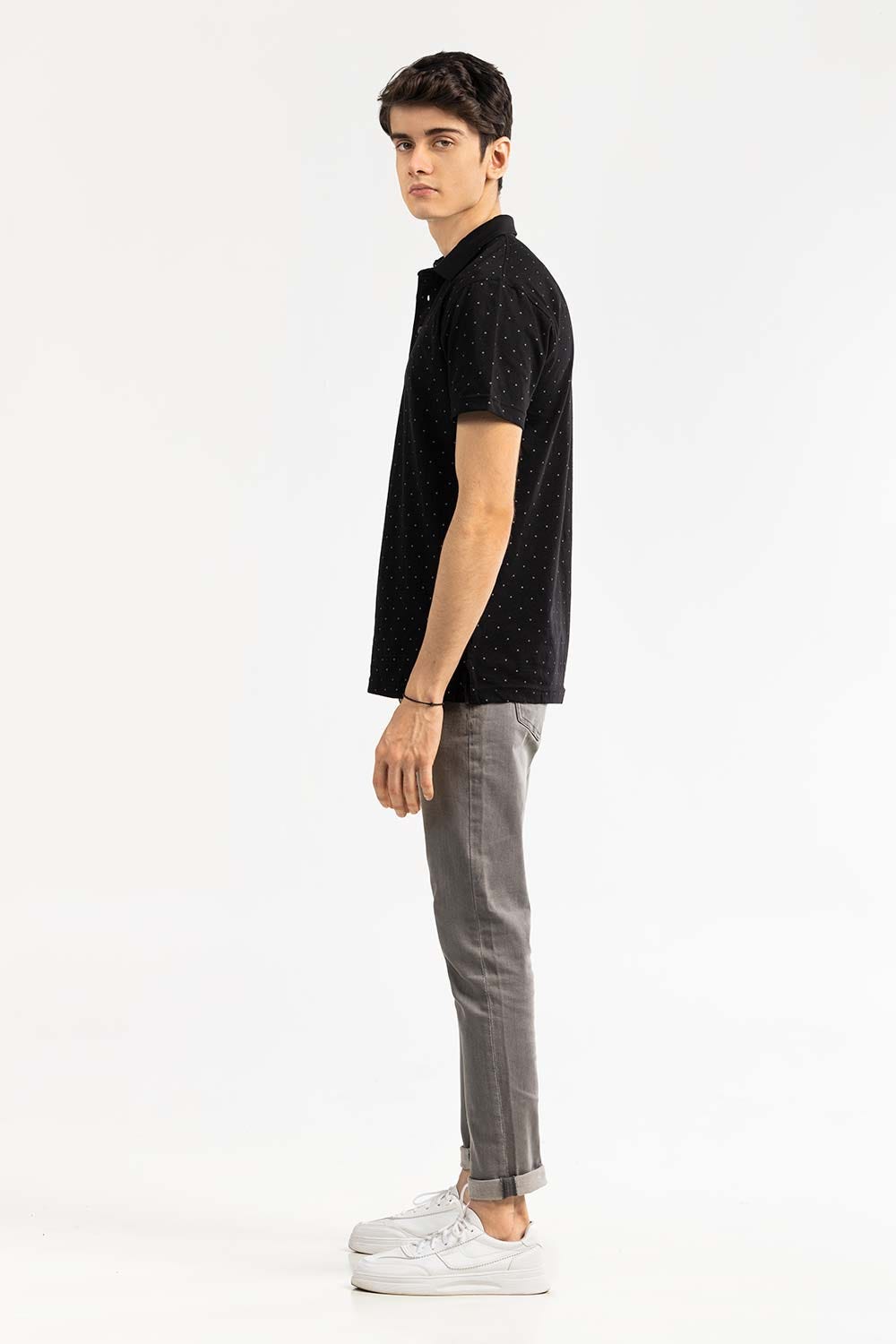 Black Printed Polo SJP-PRINT-D04